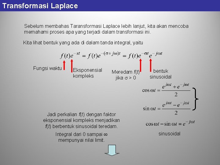 Transformasi Laplace Sebelum membahas Taransformasi Laplace lebih lanjut, kita akan mencoba memahami proses apa Transformasi Laplace Sebelum membahas Taransformasi Laplace lebih lanjut, kita akan mencoba memahami proses apa