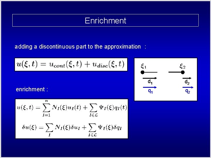 Enrichment adding a discontinuous part to the approximation : X 2 1 enrichment :