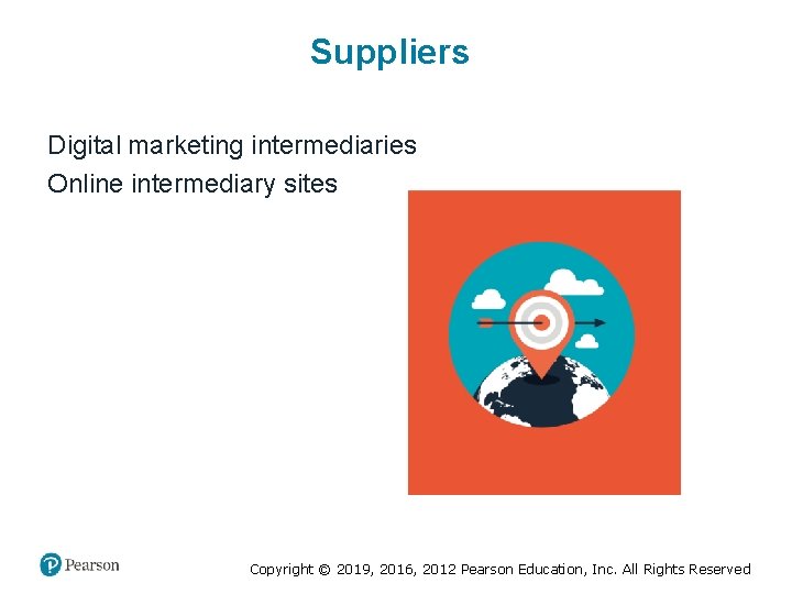 Suppliers Digital marketing intermediaries Online intermediary sites Copyright © 2019, 2016, 2012 Pearson Education,