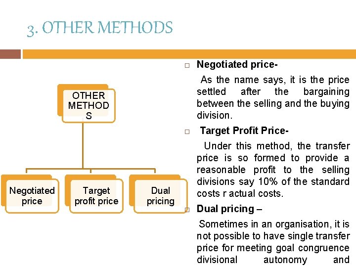 3. OTHER METHODS As the name says, it is the price settled after the