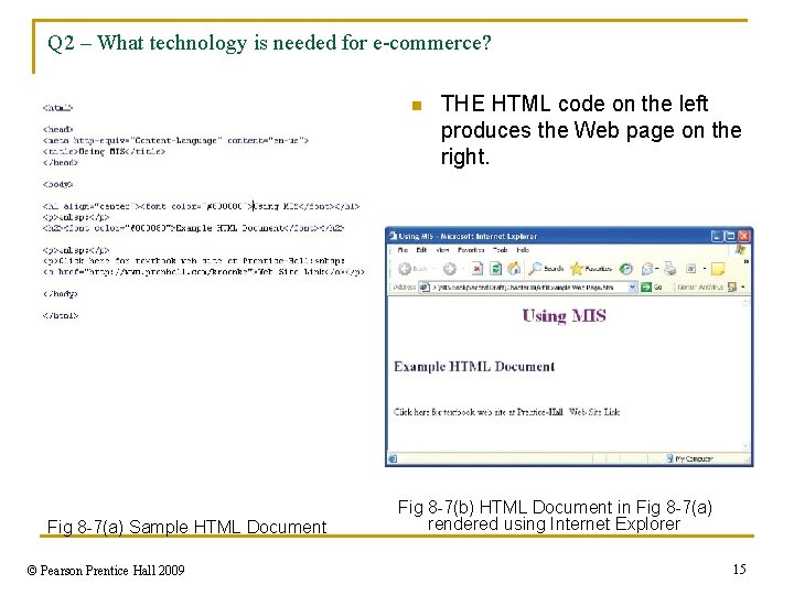 Q 2 – What technology is needed for e-commerce? n Fig 8 -7(a) Sample
