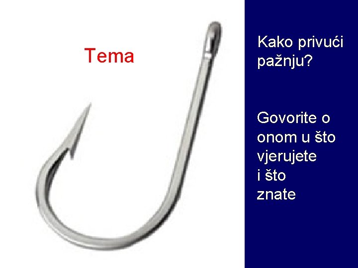 Tema Kako privući pažnju? Govorite o onom u što vjerujete i što znate 