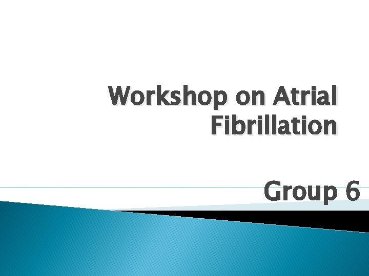 Workshop on Atrial Fibrillation Group 6 