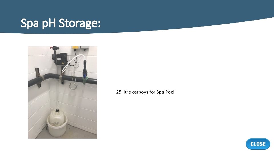 Spa p. H Storage: 25 litre carboys for Spa Pool 