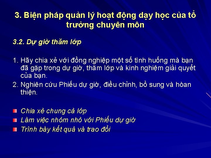 3. Biện pháp quản lý hoạt động dạy học của tổ trưởng chuyên môn