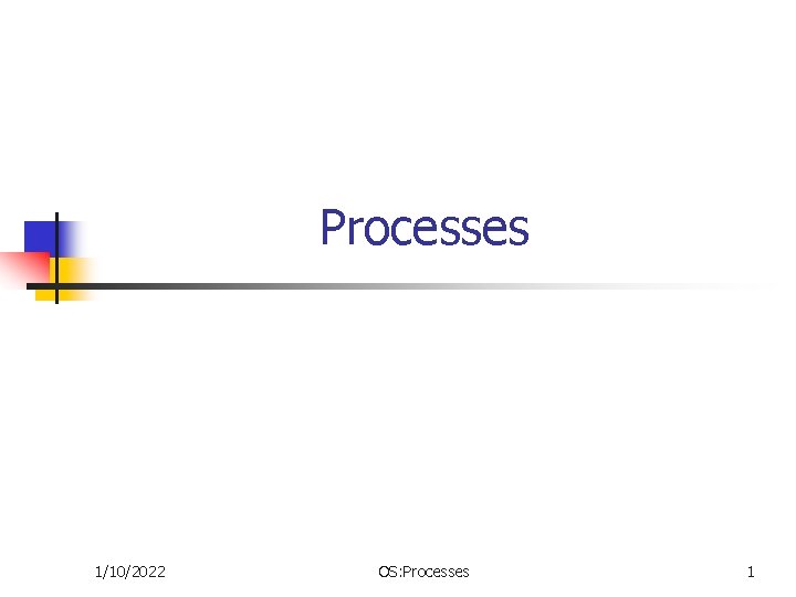 Processes 1/10/2022 OS: Processes 1 