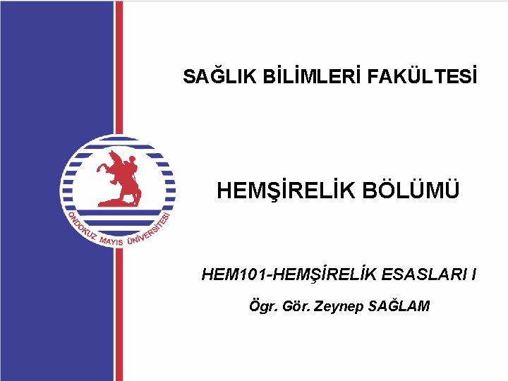 SAĞLIK BİLİMLERİ FAKÜLTESİ HEMŞİRELİK BÖLÜMÜ HEM 101 -HEMŞİRELİK ESASLARI I Ögr. Gör. Zeynep SAĞLAM