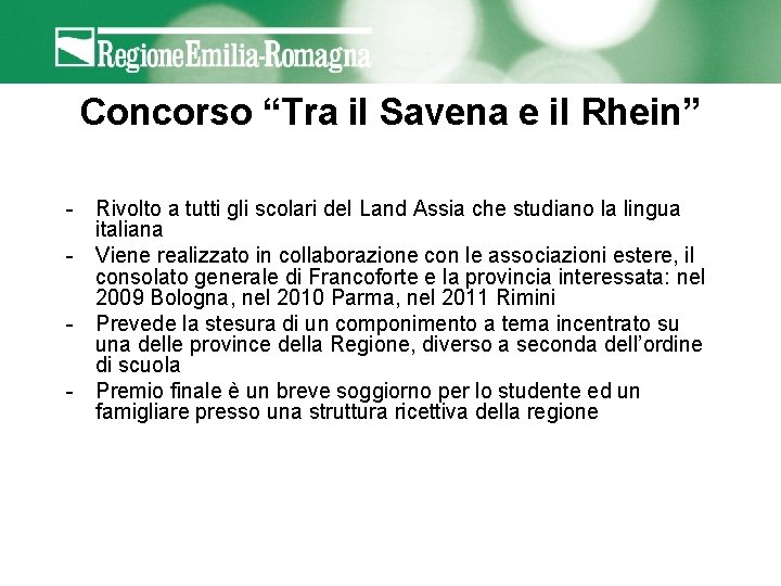 Concorso “Tra il Savena e il Rhein” - Rivolto a tutti gli scolari del