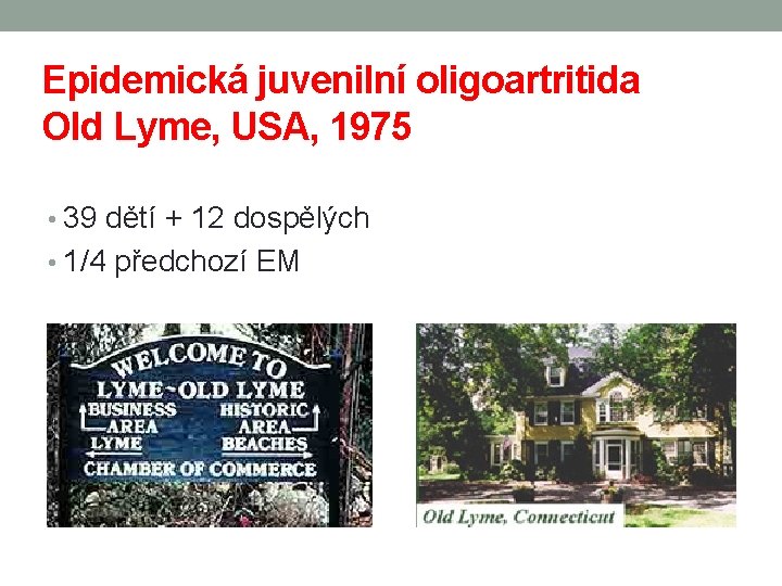 Epidemická juvenilní oligoartritida Old Lyme, USA, 1975 • 39 dětí + 12 dospělých •