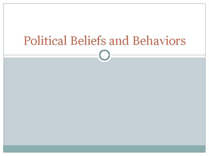 Political Beliefs and Behaviors 