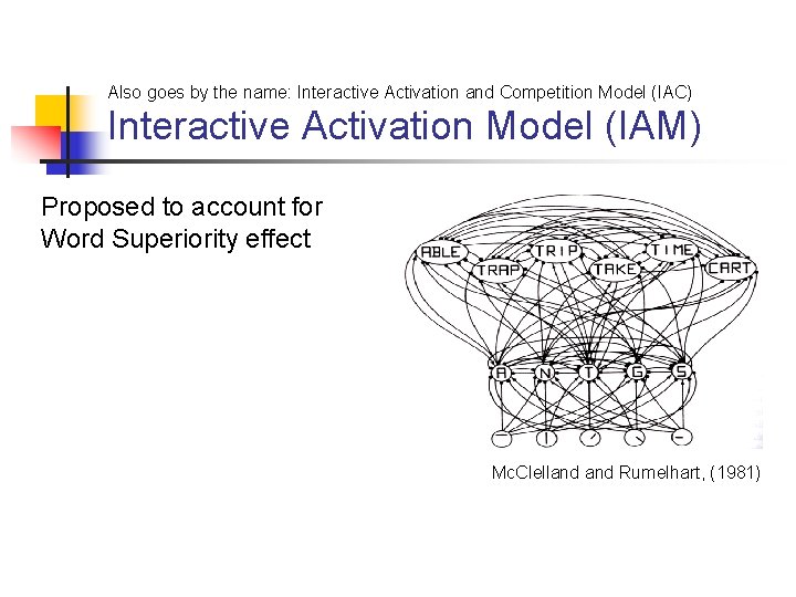 Also goes by the name: Interactive Activation and Competition Model (IAC) Interactive Activation Model