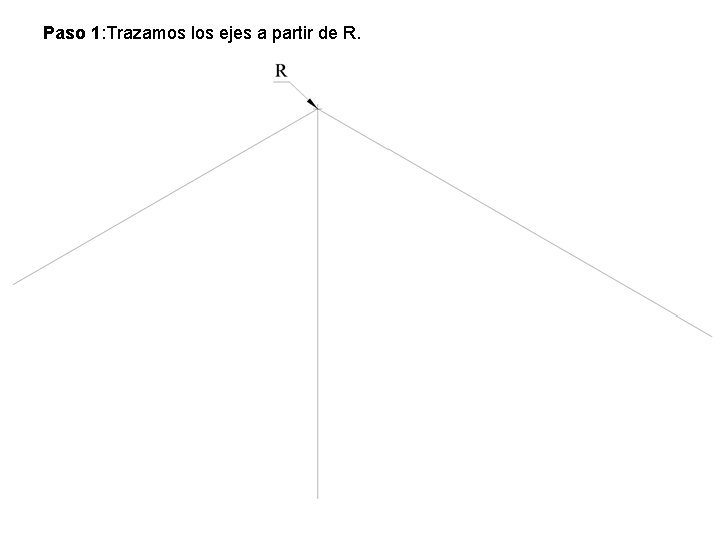 Paso 1: Trazamos los ejes a partir de R. Paso 1: Trazamos los ejes a partir de R.