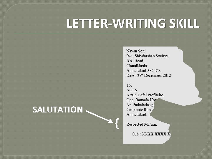 LETTER-WRITING SKILL SALUTATION { 