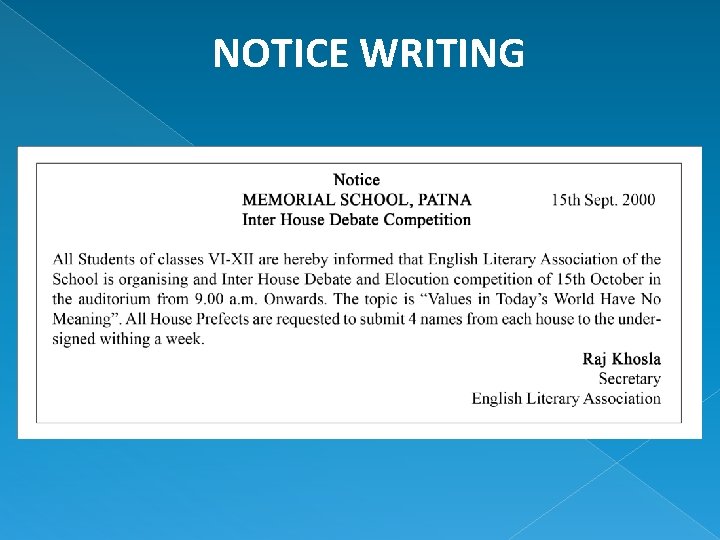 NOTICE WRITING 