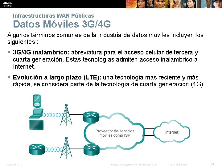 Infraestructuras WAN Públicas Datos Móviles 3 G/4 G Algunos términos comunes de la industria