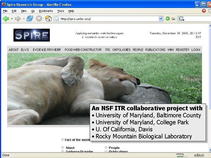 An NSF ITR collaborative project with • University of Maryland, Baltimore County • University