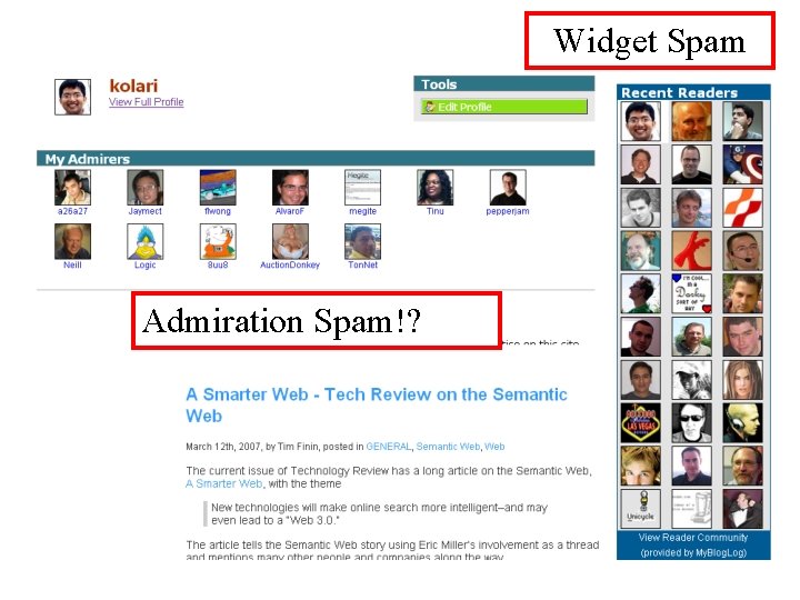 Widget Spam Admiration Spam!? 