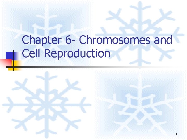 Chapter 6 - Chromosomes and Cell Reproduction 1 Chapter 6 - Chromosomes and Cell Reproduction 1