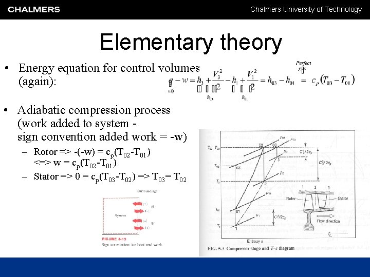 Chalmers University of Technology Elementary theory • Energy equation for control volumes (again): •