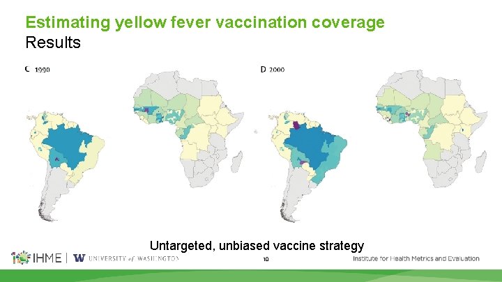 Estimating yellow fever vaccination coverage Results Untargeted, unbiased vaccine strategy 10 