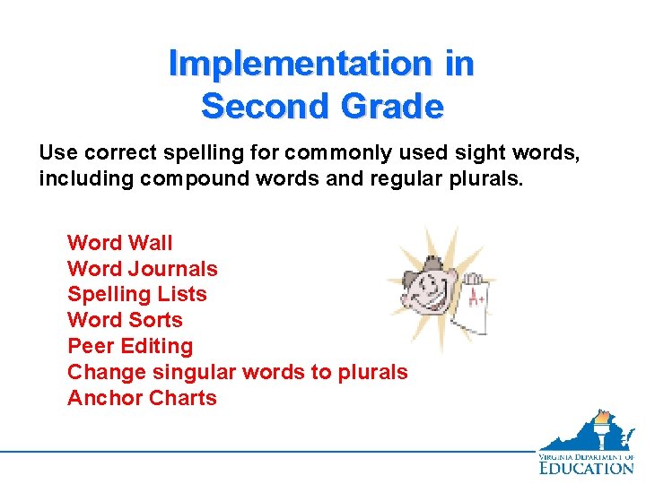 Implementation in Second Grade Use correct spelling for commonly used sight words, including compound