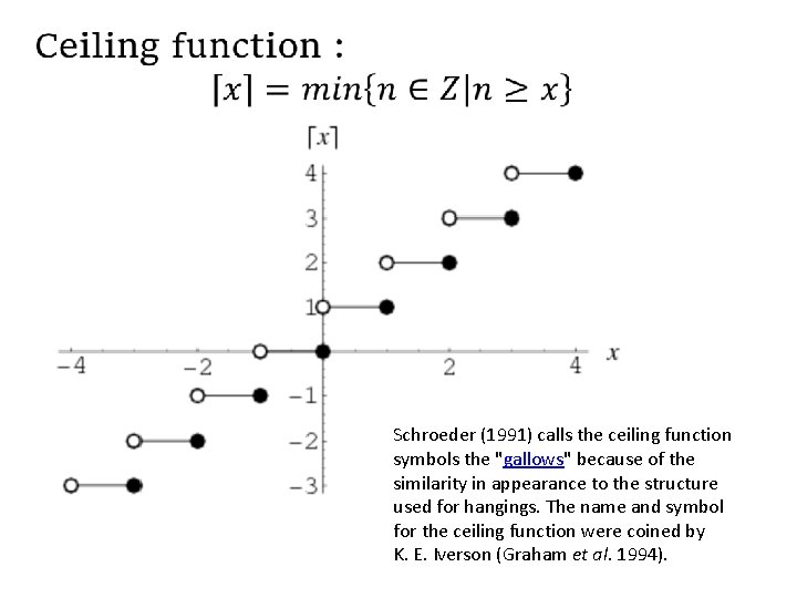 Schroeder (1991) calls the ceiling function symbols the "gallows" because of the similarity in