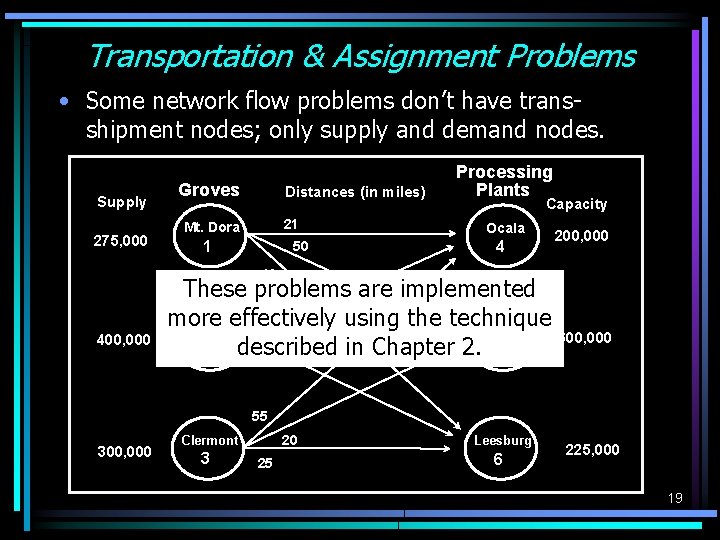 Transportation & Assignment Problems • Some network flow problems don’t have transshipment nodes; only Transportation & Assignment Problems • Some network flow problems don’t have transshipment nodes; only
