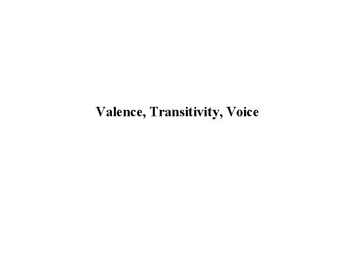 Valence, Transitivity, Voice 