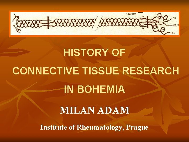 HISTORY OF CONNECTIVE TISSUE RESEARCH IN BOHEMIA MILAN ADAM Institute of Rheumatology, Prague 