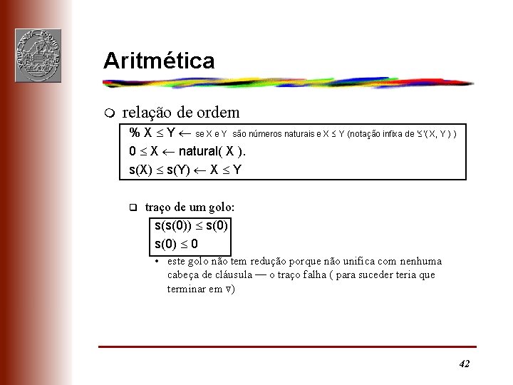 Aritmética m relação de ordem % X Y se X e Y são números