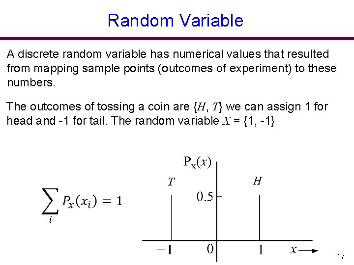 Random Variable A discrete random variable has numerical values that resulted from mapping sample