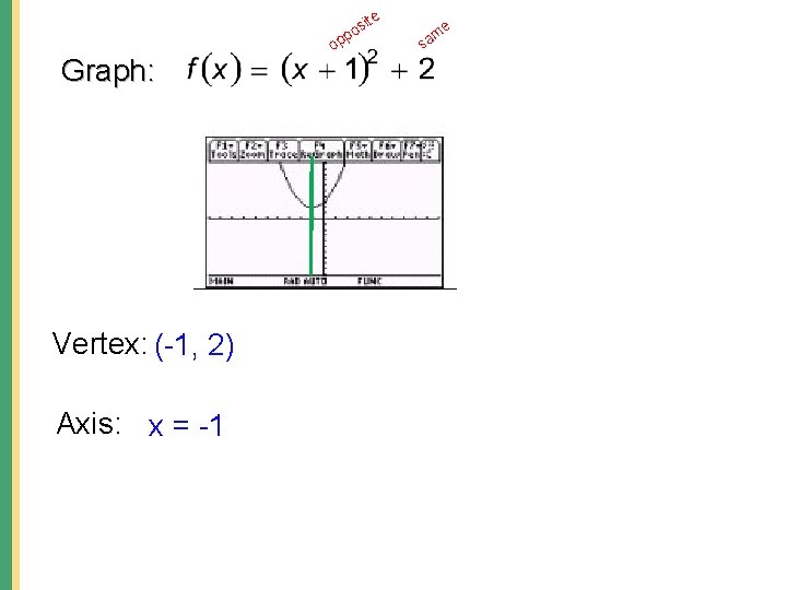 ite s po Graph: Vertex: (-1, 2) Axis: x = -1 op e m