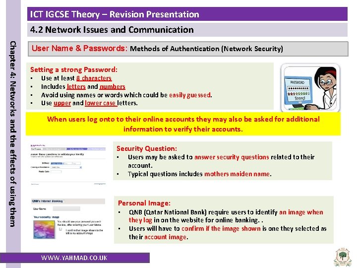 ICT IGCSE Theory – Revision Presentation 4. 2 Network Issues and Communication Chapter 4: