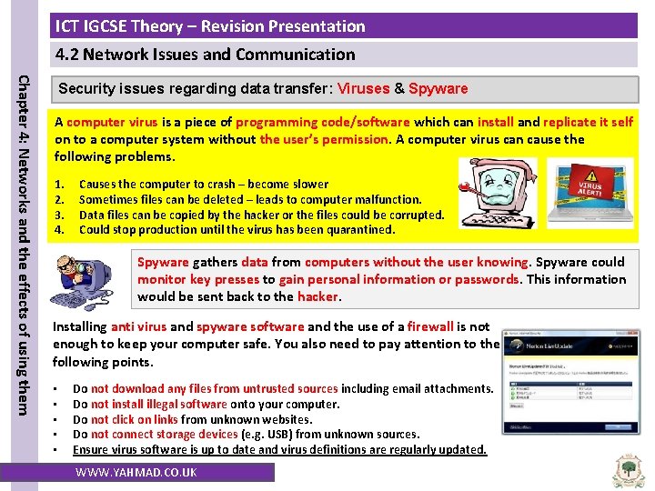 ICT IGCSE Theory – Revision Presentation 4. 2 Network Issues and Communication Chapter 4: