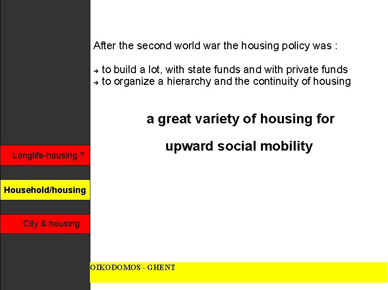 After the second world war the housing policy was : to build a lot,