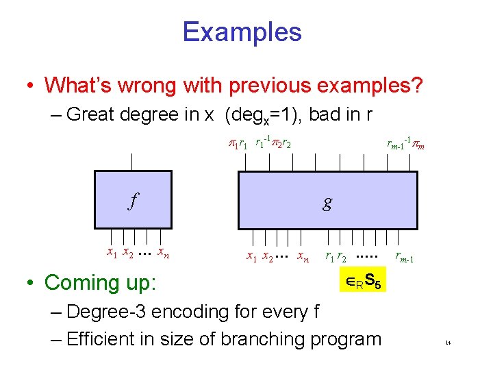 Examples • What’s wrong with previous examples? – Great degree in x (degx=1), bad