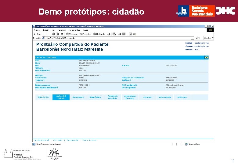 Demo protótipos: cidadão Título general da apresentação - CHC Consultoria e Gestão Prontuário Compartido