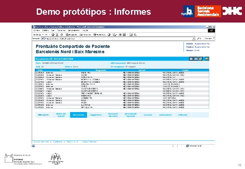 CHC Consultoria e Gestão Demo protótipos : Informes Título general da apresentação - Prontuário