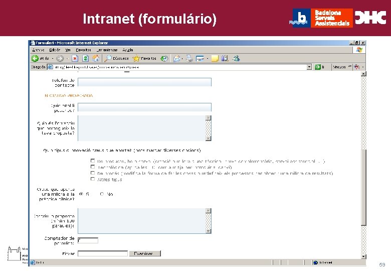 CHC Consultoria e Gestão Intranet (formulário) Título general da apresentação - 59 