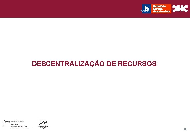 Título general da apresentação - CHC Consultoria e Gestão DESCENTRALIZAÇÃO DE RECURSOS 69 