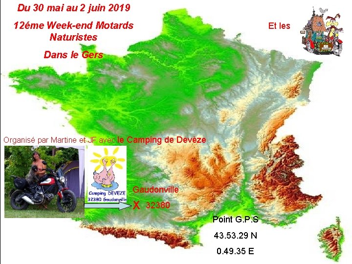 Du 30 mai au 2 juin 2019 12éme Week-end Motards Naturistes Et les Dans