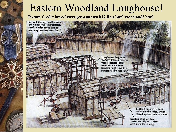 Eastern Woodland Longhouse! Picture Credit: http: //www. germantown. k 12. il. us/html/woodland 2. html