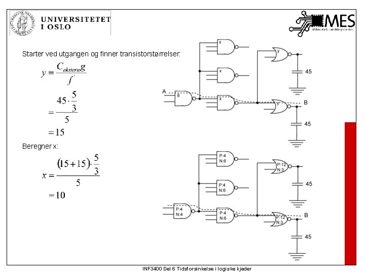 Starter ved utgangen og finner transistorstørrelser: Beregner x: INF 3400 Del 6 Tidsforsinkelse i Starter ved utgangen og finner transistorstørrelser: Beregner x: INF 3400 Del 6 Tidsforsinkelse i