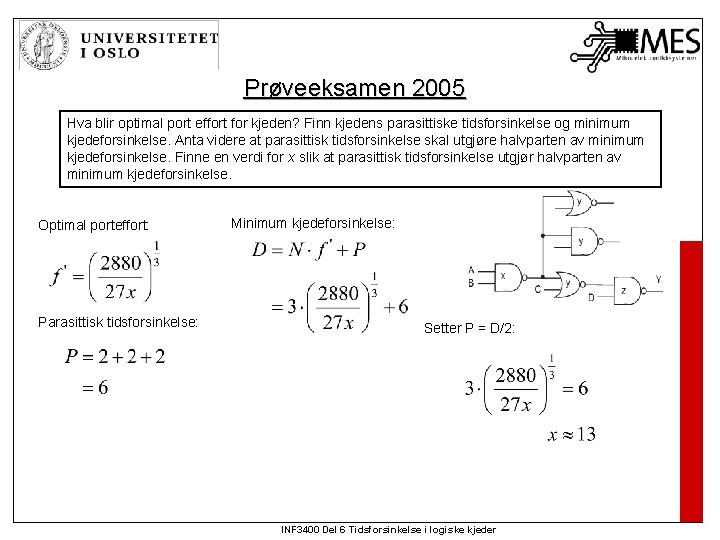 Prøveeksamen 2005 Hva blir optimal port effort for kjeden? Finn kjedens parasittiske tidsforsinkelse og Prøveeksamen 2005 Hva blir optimal port effort for kjeden? Finn kjedens parasittiske tidsforsinkelse og