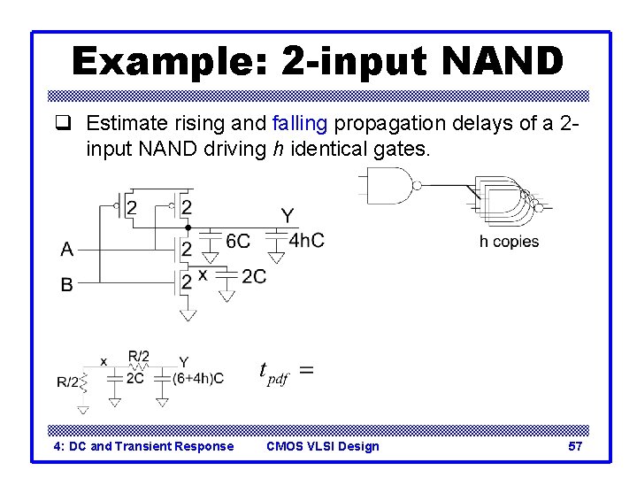 Example: 2 -input NAND q Estimate rising and falling propagation delays of a 2