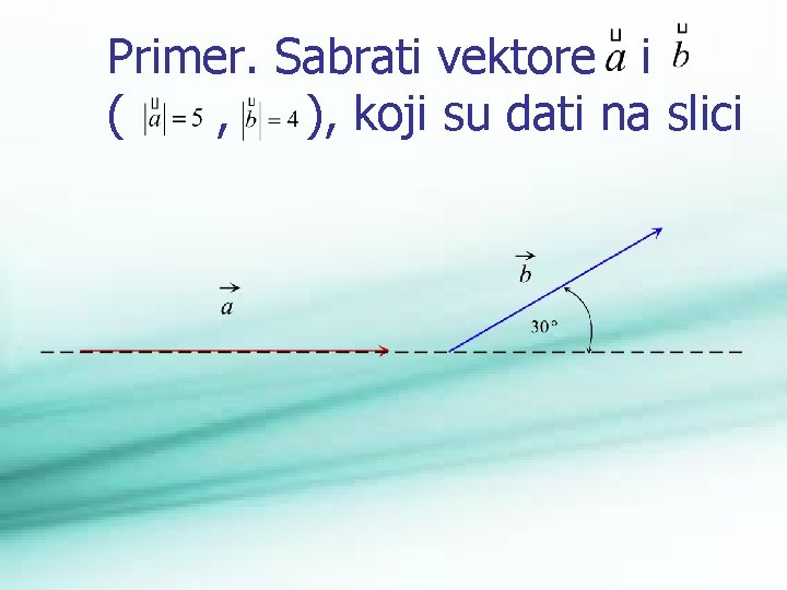Primer. Sabrati vektore i ( , ), koji su dati na slici 