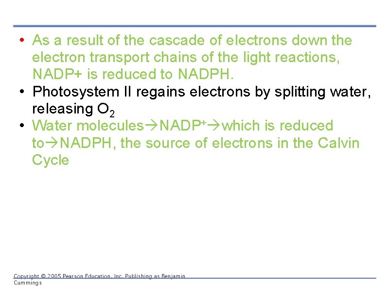  • As a result of the cascade of electrons down the electron transport