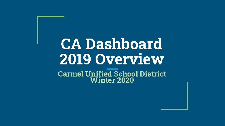 CA Dashboard 2019 Overview Carmel Unified School District Winter 2020 