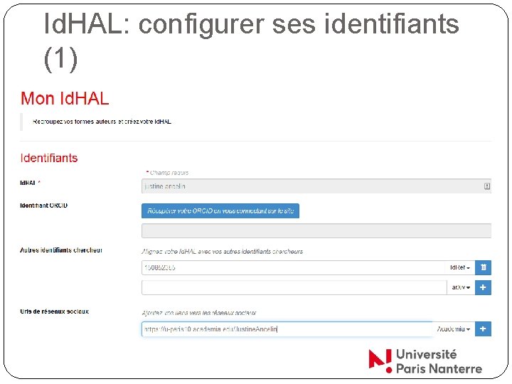 Id. HAL: configurer ses identifiants (1) 