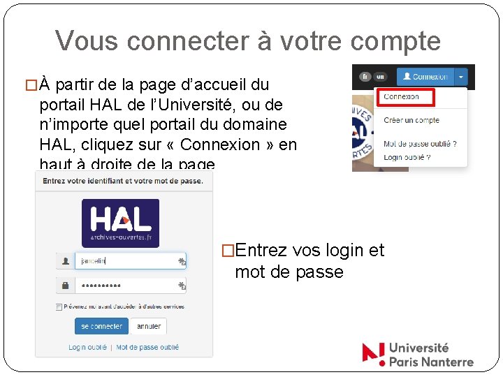 Vous connecter à votre compte � À partir de la page d’accueil du portail